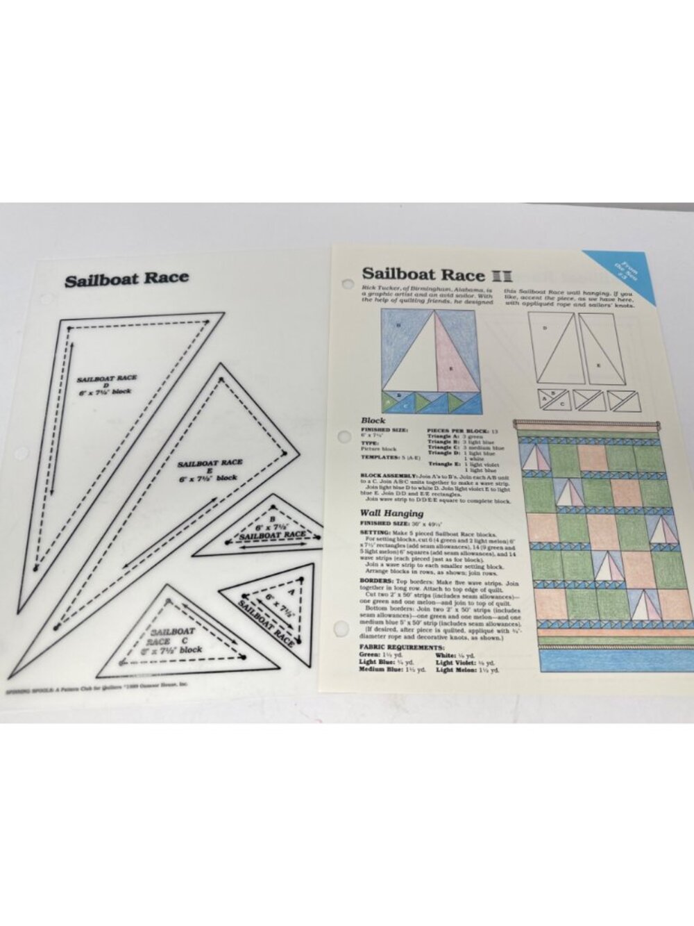 Spinning Spools Lot of 6 Quilt Patterns With Mylar Templates “From the Sea” - Picture 4 of 7